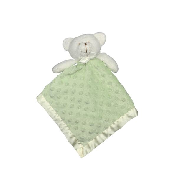 Blankets & Beyond Minky Dot Lovey Green White Bear Satin Trim Security 16" Baby - Picture 5 of 7